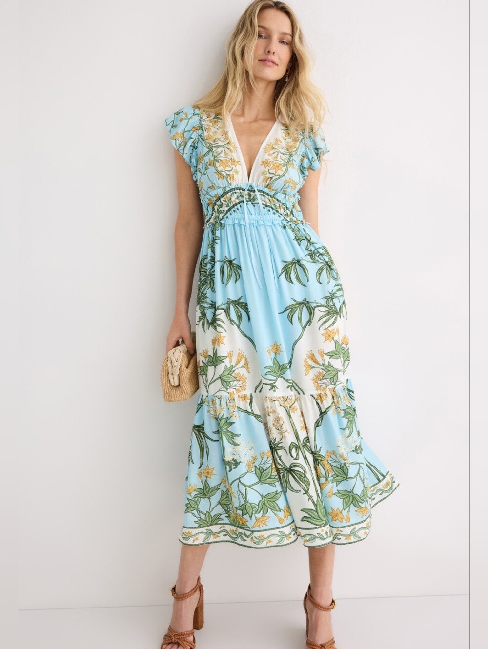 DEREK LAM 10 CROSBY | $420 Flutter Sleeve V-Neck Dress